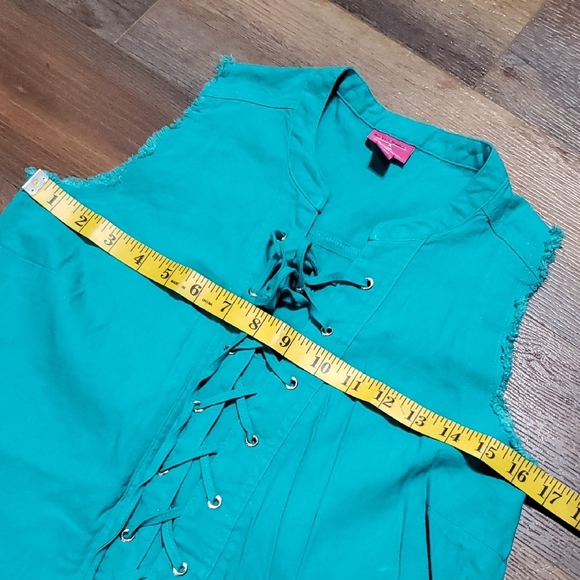 Trina Turk X INC Teal Lace-Up Mini Dress - Picture 5 of 8